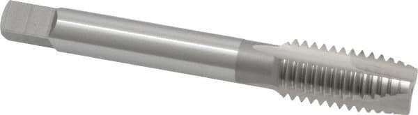OSG - 1/2-13 UNC, 3 Flute, Bright Finish, High Speed Steel Spiral Point Tap - Plug Chamfer, Right Hand Thread, 3-3/8" OAL, 1-21/32" Thread Length, 0.367" Shank Diam, Series 105 - Exact Tool & Supply