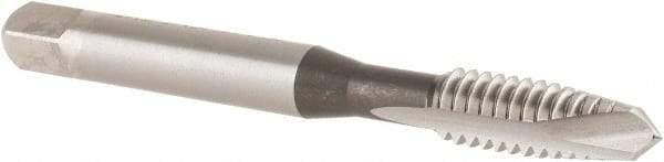 OSG - 1/4-20 UNC, 2 Flute, Bright Finish, High Speed Steel Spiral Point Tap - Plug Chamfer, Right Hand Thread, 2-1/2" OAL, 1" Thread Length, 0.255" Shank Diam, 3B Class of Fit, Series 105 - Exact Tool & Supply