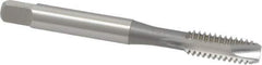 OSG - 1/4-20 UNC, 2 Flute, Bright Finish, High Speed Steel Spiral Point Tap - Bottoming Chamfer, Right Hand Thread, 2-1/2" OAL, 1" Thread Length, 0.255" Shank Diam, 3B Class of Fit, Series 105B - Exact Tool & Supply