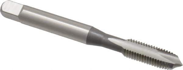 OSG - 1/4-28 UNF, 2 Flute, Bright Finish, High Speed Steel Spiral Point Tap - Plug Chamfer, Right Hand Thread, 2-1/2" OAL, 1" Thread Length, 0.255" Shank Diam, 3B Class of Fit, Series 105 - Exact Tool & Supply