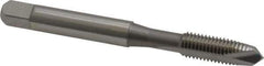 OSG - 1/4-28 UNF, 2 Flute, Bright Finish, High Speed Steel Spiral Point Tap - Plug Chamfer, Right Hand Thread, 2-1/2" OAL, 1" Thread Length, 0.255" Shank Diam, 2B Class of Fit, Series 105 - Exact Tool & Supply