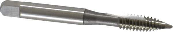 OSG - 1/4-20 UNC, 2 Flute, Bright Finish, High Speed Steel Spiral Point Tap - Plug Chamfer, Right Hand Thread, 2-1/2" OAL, 1" Thread Length, 0.255" Shank Diam, 2B Class of Fit, Series 105 - Exact Tool & Supply
