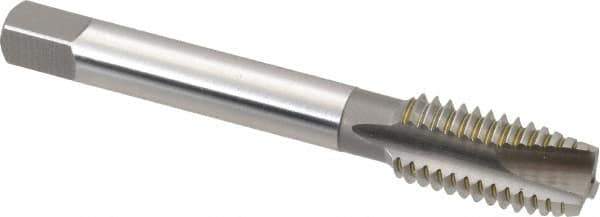 OSG - 1/2-13 UNC, 3 Flute, Bright Finish, High Speed Steel Spiral Point Tap - Plug Chamfer, Right Hand Thread, 3-3/8" OAL, 1-21/32" Thread Length, 0.367" Shank Diam, 2B Class of Fit, Series 105 - Exact Tool & Supply