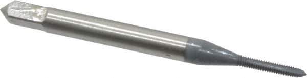 OSG - #0-80 UNF, 2 Flute, elektraLUBE Finish, High Speed Steel Spiral Point Tap - Plug Chamfer, Right Hand Thread, 1-5/8" OAL, 5/16" Thread Length, 2B Class of Fit, Series 105 - Exact Tool & Supply
