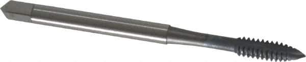 OSG - #6-32 UNC, 2 Flute, elektraLUBE Finish, High Speed Steel Spiral Point Tap - Plug Chamfer, Right Hand Thread, 2" OAL, 11/16" Thread Length, Series 105 - Exact Tool & Supply