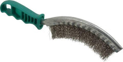 Made in USA - 1" Trim Length Stainless Steel Scratch Stain Steel Brush - 5-1/2" Brush Length, 10" OAL, 1" Trim Length, Plastic Ergonomic Handle - Exact Tool & Supply