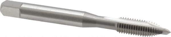 OSG - 1/4-28 UNF, 2 Flute, Bright Finish, High Speed Steel Spiral Point Tap - Plug Chamfer, Right Hand Thread, 2-1/2" OAL, 1" Thread Length, 0.255" Shank Diam - Exact Tool & Supply