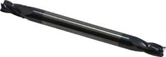 Accupro - 7/64", 3/16" LOC, 1/8" Shank Diam, 1-1/2" OAL, 4 Flute, Solid Carbide Square End Mill - Double End, AlTiN Finish, Spiral Flute, 30° Helix, Centercutting, Right Hand Cut, Right Hand Flute - Exact Tool & Supply