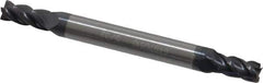 Accupro - 5/32", 5/16" LOC, 3/16" Shank Diam, 2" OAL, 4 Flute, Solid Carbide Square End Mill - Double End, AlTiN Finish, Spiral Flute, 40° Helix, Centercutting, Right Hand Cut, Right Hand Flute - Exact Tool & Supply