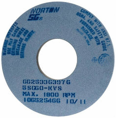 Norton - 14" Diam x 5" Hole x 1" Thick, K Hardness, 60 Grit Surface Grinding Wheel - Ceramic, Type 1, Medium Grade, 1,800 Max RPM, Vitrified Bond, No Recess - Exact Tool & Supply