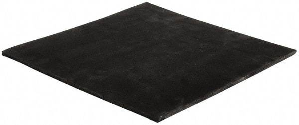 Made in USA - 12" Long, 12" Wide, 1/4" Thick, Neoprene Rubber Foam Sheet - 65 to 75 Durometer, Black, -20 to 180°F, 1,000 psi Tensile Strength, Plain Backing, Stock Length - Exact Tool & Supply