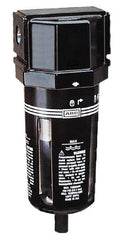 ARO/Ingersoll-Rand - 1/4" Port, 6.161" High x 2.244" Wide Compact Filter with Polycarbonate Bowl, Manual Drain - 73 SCFM, 150 Max psi, 125°F Max Temp, Modular Connection, Bowl Guard, 1.3 oz Bowl Capacity - Exact Tool & Supply