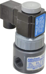 Plast-O-Matic - Direct Acting, PVC Solenoid Valve - Normally Closed, Viton Seal - Exact Tool & Supply