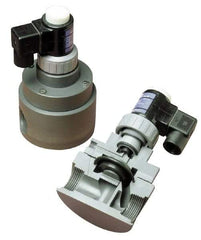 Plast-O-Matic - 1-1/2" Port, Pilot Operated, PVC Solenoid Valve - Normally Closed, EPDM Seal - Exact Tool & Supply