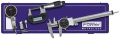 Fowler - 9 Piece, 0" to 0.03" Measuring Range, 0-100 Dial Reading, Black Dial Test Indicator Kit - 0.0005" Dial Graduation - Exact Tool & Supply