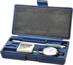Fowler - 8 Anvil, 0.7 to 1-1/2" Dial Bore Gage - 0.0005" Graduation, Carbide Anvil - Exact Tool & Supply