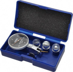 Fowler - 0.03 Inch Range, 0.0005 Inch Dial Graduation, Horizontal Dial Test Indicator - 1-1/2 Inch Black Dial, 0-15-0 Dial Reading - Exact Tool & Supply
