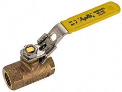 Apollo - 3/8" Pipe, Standard Port, Bronze Standard Ball Valve - 2 Piece, NPT Ends, Locking Lever Handle, 600 WOG, 150 WSP - Exact Tool & Supply