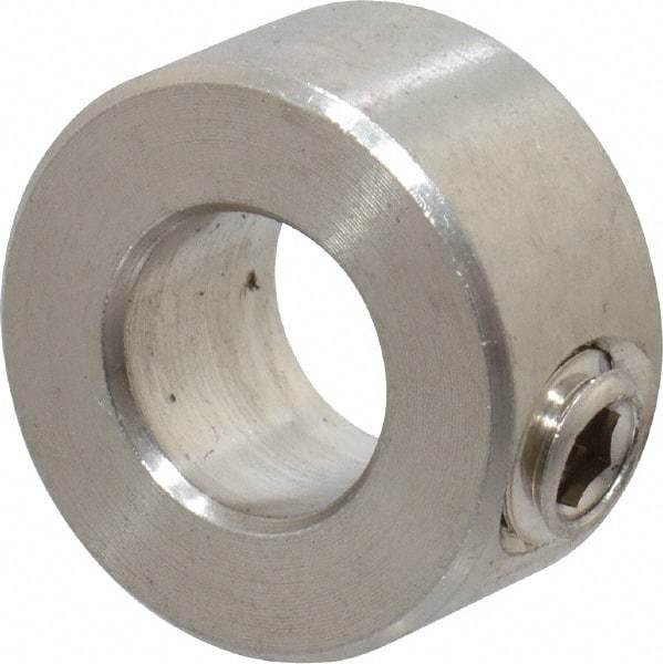Climax Metal Products - 3/8" Bore, Stainless Steel, Set Screw Solid Set Screw Collars - 3/4" Outside Diam, 3/8" Wide - Exact Tool & Supply