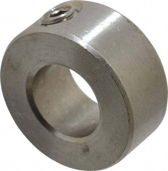 Climax Metal Products - 1/2" Bore, Stainless Steel, Set Screw Solid Set Screw Collars - 1" Outside Diam, 7/16" Wide - Exact Tool & Supply
