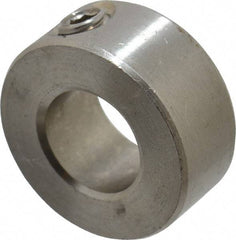 Climax Metal Products - 1/2" Bore, Stainless Steel, Set Screw Solid Set Screw Collars - 1" Outside Diam, 7/16" Wide - Exact Tool & Supply