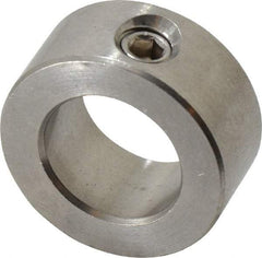 Climax Metal Products - 3/4" Bore, Stainless Steel, Set Screw Solid Set Screw Collars - 1-1/4" Outside Diam, 9/16" Wide - Exact Tool & Supply