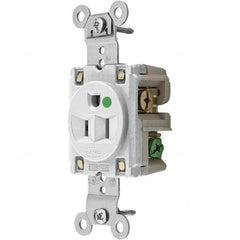 Hubbell Wiring Device-Kellems - 125V 15A NEMA 5-15R Hospital Grade White Straight Blade Single Receptacle - Exact Tool & Supply