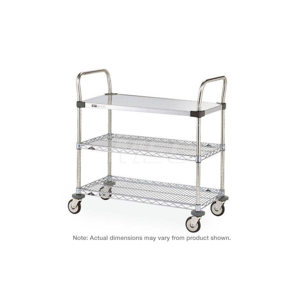 Metro - Carts; Type: Utility ; Load Capacity (Lb.): 375.000 ; Number of Shelves: 3 ; Width (Inch): 18 ; Length (Inch): 24 ; Height (Inch): 38 - Exact Tool & Supply