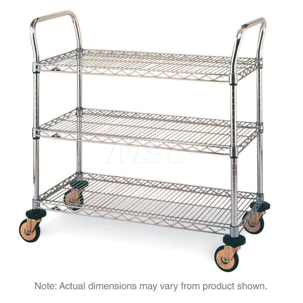 Metro - Carts; Type: Utility ; Load Capacity (Lb.): 375.000 ; Number of Shelves: 3 ; Width (Inch): 18 ; Length (Inch): 24 ; Height (Inch): 38 - Exact Tool & Supply