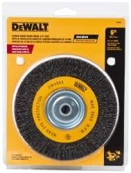 DeWALT - 6" OD, 3/8" Arbor Hole, Crimped Steel Wheel Brush - 3/4" Face Width, 0.014" Filament Diam, 6,000 RPM - Exact Tool & Supply