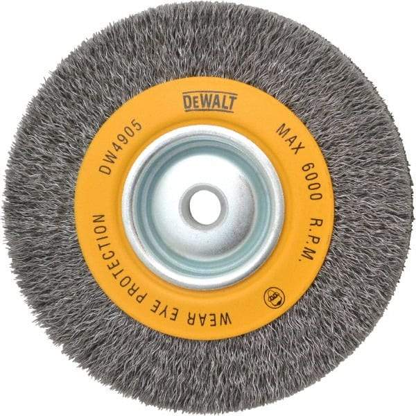 DeWALT - 6" OD, 5/8" Arbor Hole, Crimped Steel Wheel Brush - 1" Face Width, 0.014" Filament Diam, 6,000 RPM - Exact Tool & Supply