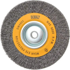 DeWALT - 6" OD, 5/8" Arbor Hole, Crimped Steel Wheel Brush - 1" Face Width, 0.014" Filament Diam, 6,000 RPM - Exact Tool & Supply