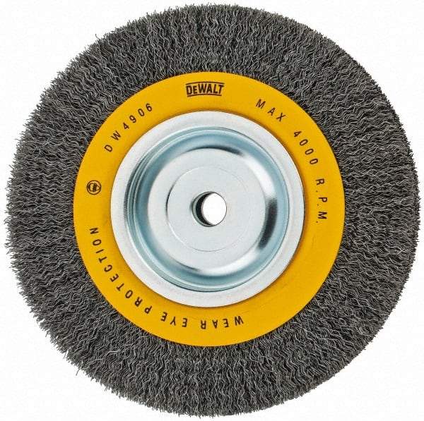 DeWALT - 8" OD, 5/8" Arbor Hole, Crimped Steel Wheel Brush - 3/4" Face Width, 0.014" Filament Diam, 4,000 RPM - Exact Tool & Supply
