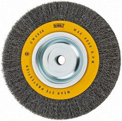 DeWALT - 8" OD, 5/8" Arbor Hole, Crimped Steel Wheel Brush - 3/4" Face Width, 0.014" Filament Diam, 4,000 RPM - Exact Tool & Supply