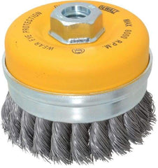 DeWALT - 4" Diam, 5/8-11 Threaded Arbor, Steel Fill Cup Brush - 0.023 Wire Diam, 9,000 Max RPM - Exact Tool & Supply