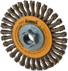 DeWALT - 4" OD, 5/8-11 Arbor Hole, Knotted Stainless Steel Wheel Brush - 0.02" Filament Diam, 20,000 RPM - Exact Tool & Supply