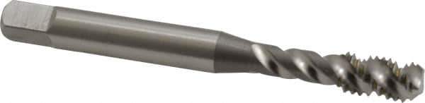 OSG - #10-24 UNC, 3 Flute, 50° Helix, Bottoming Chamfer, Bright Finish, High Speed Steel Spiral Flute STI Tap - Right Hand Flute, 2-3/8" OAL, 0.255" Shank Diam, 7/8" Thread Length - Exact Tool & Supply