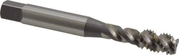 OSG - 1/4-20 UNC, 3 Flute, 50° Helix, Bottoming Chamfer, Bright Finish, High Speed Steel Spiral Flute STI Tap - Right Hand Flute, 2-1/2" OAL, 0.318" Shank Diam, 1" Thread Length - Exact Tool & Supply