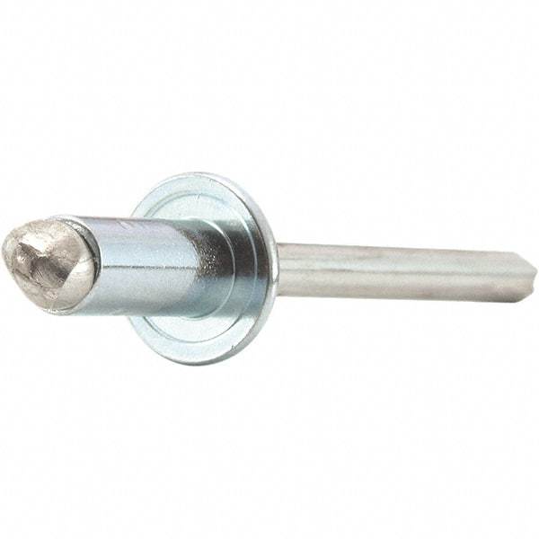 STANLEY Engineered Fastening - Size 6 Dome Head Stainless Steel Open End Blind Rivet - Steel Mandrel, 0.126" to 1/4" Grip, 3/16" Head Diam, 0.192" to 0.196" Hole Diam, 0.116" Body Diam - Exact Tool & Supply