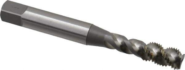 OSG - 1/4-28 UNF, 3 Flute, 50° Helix, Bottoming Chamfer, Bright Finish, High Speed Steel Spiral Flute STI Tap - Right Hand Flute, 2-1/2" OAL, 0.318" Shank Diam, 1" Thread Length - Exact Tool & Supply