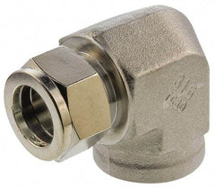 Parker - 3/4" OD, Stainless Steel Female Elbow - -425 to 1,200°F, 1-1/16" Hex, Comp x FNPT Ends - Exact Tool & Supply