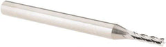 Niagara Cutter - 1/16", 1/4" LOC, 1/8" Shank Diam, 1-1/2" OAL, 4 Flute, Solid Carbide Square End Mill - Single End, Uncoated, Spiral Flute, 30° Helix, Centercutting, Right Hand Cut, Right Hand Flute, Series C430 - Exact Tool & Supply
