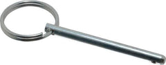 Gibraltar - 3/16" Pin Diam, 2" Long, Zinc Plated Steel Ball Lock Hitch Pin - 1-13/16" Usable Length - Exact Tool & Supply