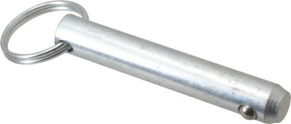 Gibraltar - 7/16" Pin Diam, 2-1/2" Long, Zinc Plated Steel Ball Lock Hitch Pin - 2-1/16" Usable Length - Exact Tool & Supply