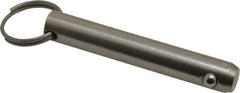 Gibraltar - 1/2" Pin Diam, 3" Long, Uncoated Stainless Steel Ball Lock Hitch Pin - 2-1/2" Usable Length - Exact Tool & Supply