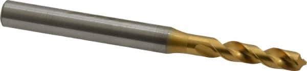 OSG - #16 120° Spiral Flute Vanadium High Speed Steel Screw Machine Drill Bit - TiN Finish, Right Hand Cut, 24mm Flute Length, 68mm OAL, Faceted Point, Straight Shank - Exact Tool & Supply
