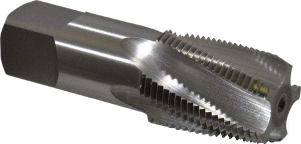 OSG - 3/4-14 NPT, 15° Helix, 5 Flutes, Bottoming Chamfer, Bright Finish, High Speed Steel, Spiral Flute Pipe Tap - Right Hand Flute, 29/32" Shank Diam, 1-3/8" Thread Length, 0.4531" Projection, 0.679" Square Size, - Exact Tool & Supply