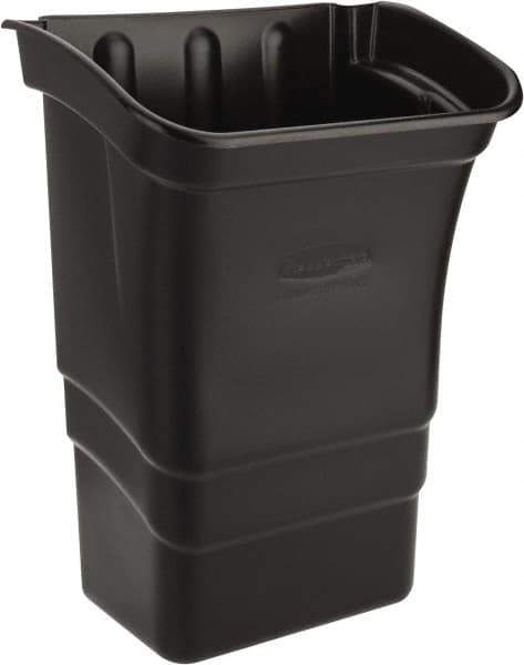 Rubbermaid - 8 Gal Black Rectangle Trash Can - Polyethylene, 22" High x 12" Long x 17" Wide - Exact Tool & Supply