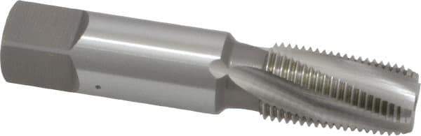 OSG - 1/8-27 NPTF, 15° Helix, 4 Flutes, Bottoming Chamfer, Bright Finish, High Speed Steel, Spiral Flute Pipe Tap - Right Hand Flute, 5/16" Shank Diam, 3/4" Thread Length, 0.2344" Projection, 0.234" Square Size, - Exact Tool & Supply