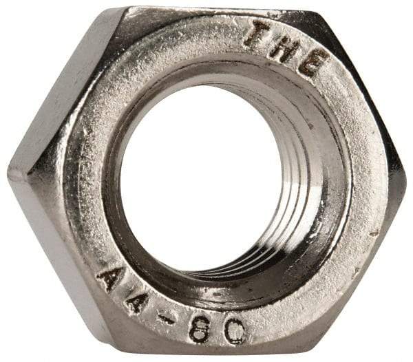 Value Collection - M12x1.75 Metric Coarse Stainless Steel Right Hand Hex Nut - 19mm Across Flats, 10mm High, Uncoated - Exact Tool & Supply